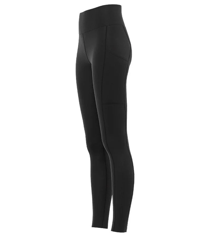 Full Length Medium Rise Tights, Pockets - Black