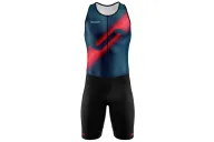 Self Titled Teal and Black Triathlon Suit with Red Detail Triathlon Suit, Front Zip, Men | Triathlon Gear