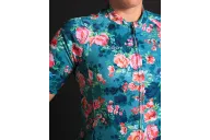 Floral Cycle Jersey - multi coloured flowers on a teal/grey background Performance Cycling Jersey | Cycling Clothing