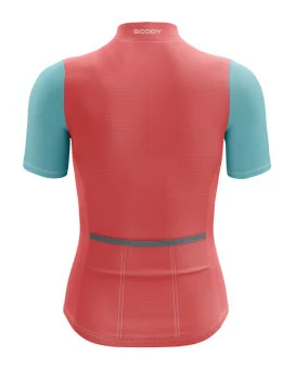 Lightweight Women’s Cycling Jersey – Coral & Light Blue
