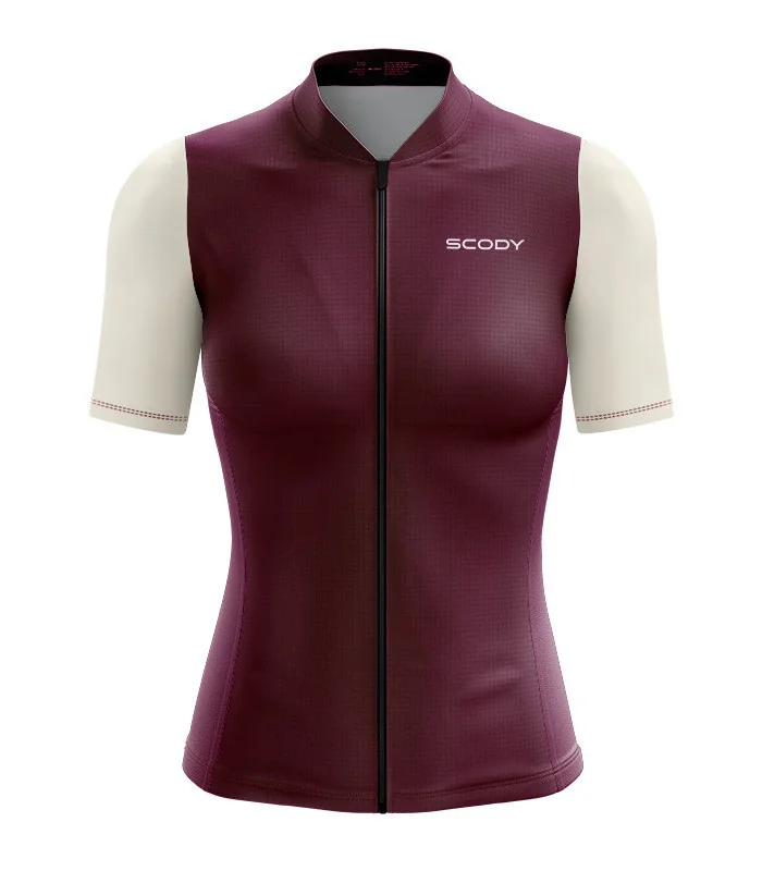 Lightweight A.I.R Optimise Cycle Jersey Women - Maroon and Cream