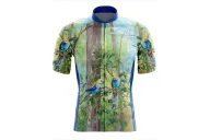 Cycle jersey with pale-headed rosellas on a Corky passion vine | Cycling Gear