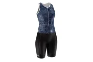 Women's Navy sleeveless triathlon suit w front zip for sale at Scody Australia. Flexible payment options| Triathlon Suits