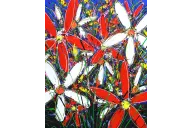 Close up of original art work Tangled Flowers by David Hart