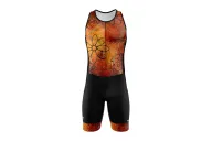 Men's Floral Cluster (Orange) sleeveless triathlon suit for sale at Scody Australia. Flexible payment options| Triathlon Suits
