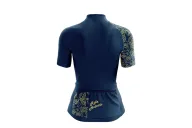 A cycle jersey with a navy body and a subtle leaf motive on the sleeve | Cycling Jersey