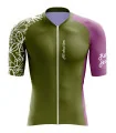 A cycle jersey with a harmonious blend of olive and subtle pink with a leaf motive | Cycling Jersey