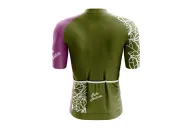 A cycle jersey with a harmonious blend of olive and subtle pink with a leaf motive | Cycling Jersey