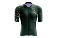 A cycle jersey with a bit of Christmas spirit - green jersey with (quite) subtle Reindeer on one arm | Cycling Jersey