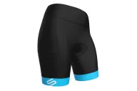 Black Women's Cycle Shorts with cyan cuffs | Scody Made in Australia