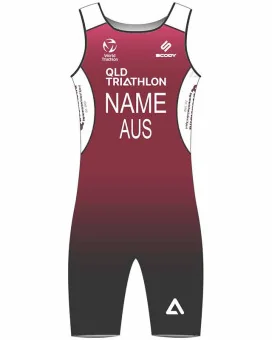 School Sports QLD White Men's WTS Triathlon Suit, Named | Made in Aus