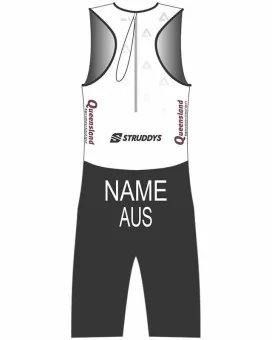School Sports QLD White Men's WTS Triathlon Suit, Named | Made in Aus