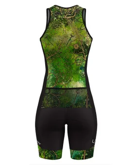 SCODY Women’s Floral Triathlon Suit – Sleeveless, Zip Front