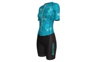 Women's Square Up Blue Lagoon Sleeved Aero triathlon suit for sale at Scody Australia. Flexible payment options available