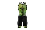 Men's Floral Cluster (Green) sleeveless triathlon suit for sale at Scody Australia. Flexible payment options| Triathlon Suits