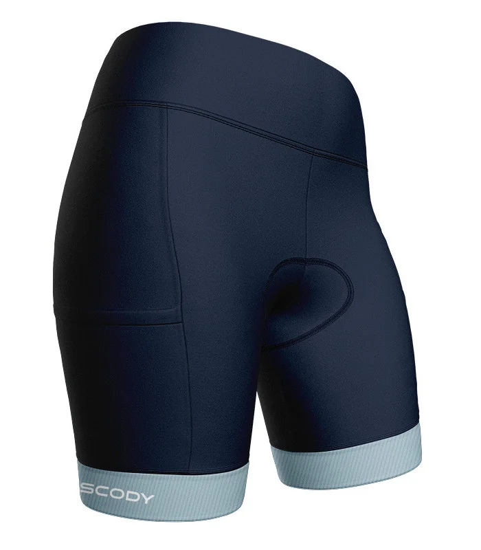 Navy Cargo Cycle Shorts, X-Opaque Cuff, Pockets, Quilted - Women
