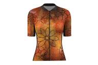 Optimise Cycle Jersey, Floral Cluster - Orange | Made in Australia
