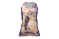 Monty Owl Run Singlet featuring art by Australian Artist Kristy-Ann Duffy. | Made in Australia | 97% recycled Fabric
