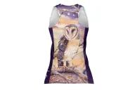 Monty Owl Run Singlet featuring art by Australian Artist Kristy-Ann Duffy. | Made in Australia | 97% recycled Fabric