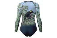 Kristy Ann Duffy Black Cockatoo Sleeved Swimsuit, UPF50+ | Beach Wear