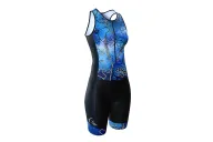 SCODY Women’s Floral Triathlon Suit – Sleeveless, Zip Front