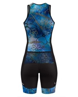 SCODY Women’s Floral Triathlon Suit – Sleeveless, Zip Front