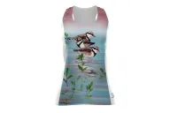 Three Dotterels Run Singlet featuring art by Australian Artist Kristy-Ann Duffy. | Made in Australia | 97% recycled Fabric