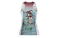 Three Dotterels Run Singlet featuring art by Australian Artist Kristy-Ann Duffy. | Made in Australia | 97% recycled Fabric