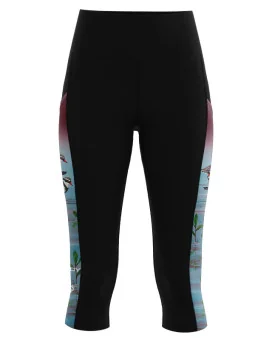 Three Dotterels 3/4 Active Tights by Australian artist, Kristy-Ann Duffy | Made in Australia