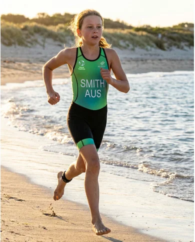 WT Compliant Mint Junior Suit with Surname and Country | Junior Triathlon Gear